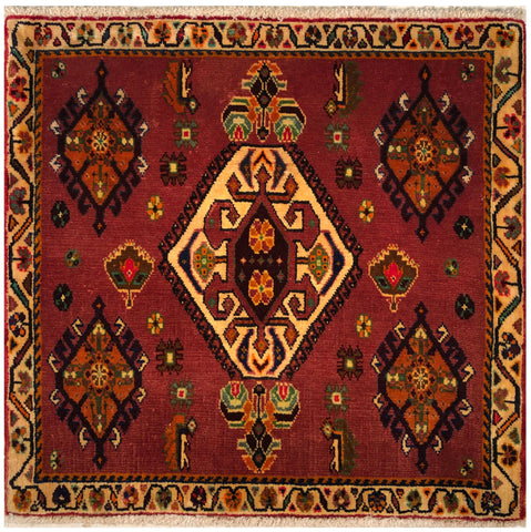 23852-Ghashgai Hand-Knotted/Handmade Persian Rug/Carpet / Tribal/ Nomadic/Authentic/ Size: 2'2" x 2'3"