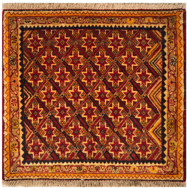 23859-Ghashgai Hand-Knotted/Handmade Persian Rug/Carpet Tribal/ Nomadic/Authentic/ Size: 2'0" x 2'0"