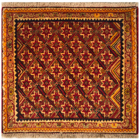 23859-Ghashgai Hand-Knotted/Handmade Persian Rug/Carpet Tribal/ Nomadic/Authentic/ Size: 2'0" x 2'0"