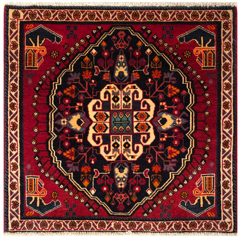 23854-Ghashgai Hand-Knotted/Handmade Persian Rug/Carpet/ Tribal/ Nomadic/Authentic/ Size: 2'2" x 2'1"