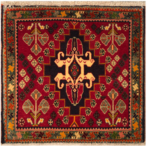 23849-Ghashgai Hand-Knotted/Handmade Persian Rug/Carpet Tribal/ Nomadic/Authentic/ Size: 2'0" x 2'1"