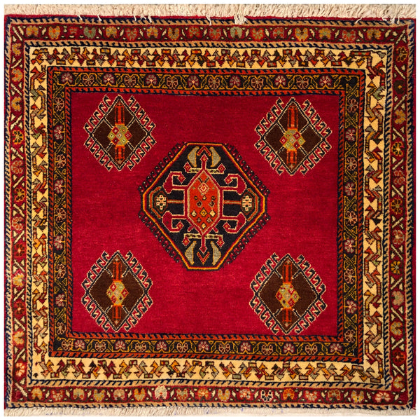 23840-Ghashgai Hand-Knotted/Handmade Persian Rug/Carpet Tribal/ Nomadic/Authentic/ Size: 2'3" x 2'2"
