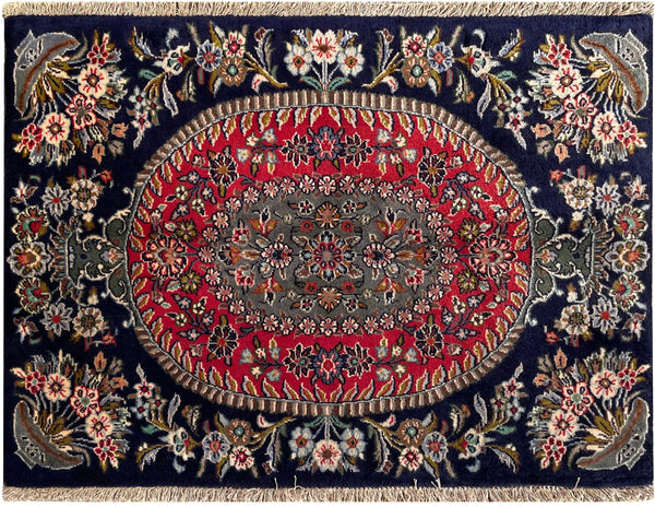 24143 - Kashan Handmade/Hand-Knotted Persian Rug/Traditional/Carpet Authentic/ Size: 3'4" x 2'4"