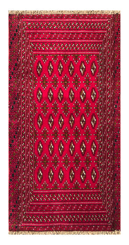 24170-Turkmen Hand-Knotted/Handmade Persian Rug/Carpet Traditional/Authentic/ Size: 3'11" x 1'11"