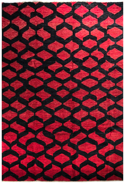 23699 - Chobi Ziegler Afghan Hand-Knotted Contemporary/Traditional/ Size:  9'10" x 6'8"