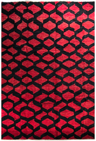 23699 - Chobi Ziegler Afghan Hand-Knotted Contemporary/Traditional/ Size:  9'10" x 6'8"