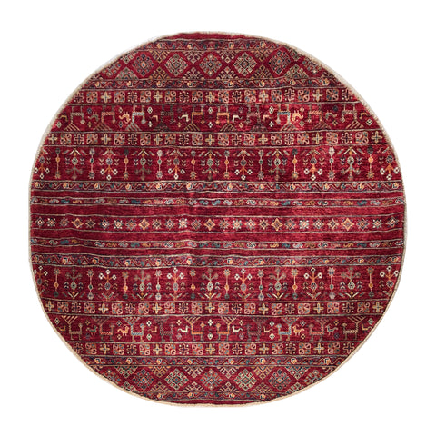 23800 - Chobi Ziegler Afghan Hand-Knotted Contemporary/Traditional /Size: 5'9" x 5'9"