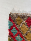 23938 - Kelim Hand-Woven/Flat-Weaved/Afghan Kelim /Carpet Modern/Nomadic Authentic/Size: 9'8" x 7'0"