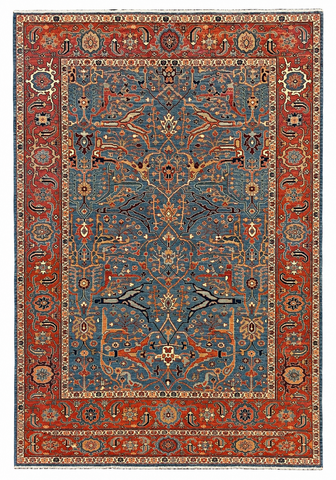 27658- Royal Heriz Hand-Knotted/Handmade Afghan Rug/Carpet Traditional/Authentic/Size:   8'9" x 6'1"/267cmx 183cm