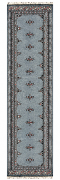27615-Bokhara Hand-Knotted/Handmade Pakistani Rug/Carpet Tribal/Nomadic Authentic/ Size: 9'8" x 2'6"/295cm ×76cm
