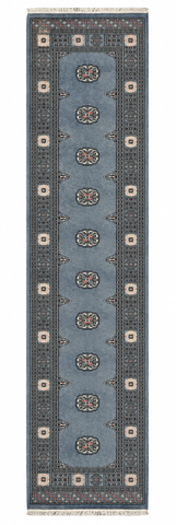27618-Bokhara Hand-Knotted/Handmade Pakistani Rug/Carpet Tribal/Nomadic Authentic/ Size: 9'8" x 2'6"/295cm ×76cm