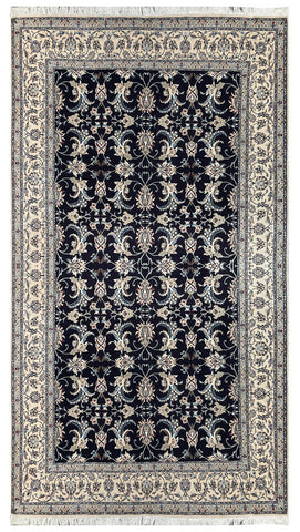 15043 - Nain Persian Hand-Knotted Authentic/Tribal/ Nomadic Carpet/Rug Silk-made/Size: 8'6" x 5'9"