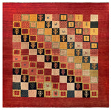 15084 - Lori Persian Hand-Knotted Authentic/Nomadic/Tribal Gabbeh/ Size: 6'5" x 6'5"/ 196cm x 196cm