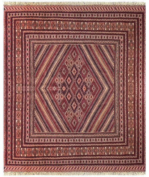 15387-Kelim Hand-Knotted/Handmade Persian Rug/Carpet Tribal/Nomadic Authentic/ Size: 6'5" x 5'4"