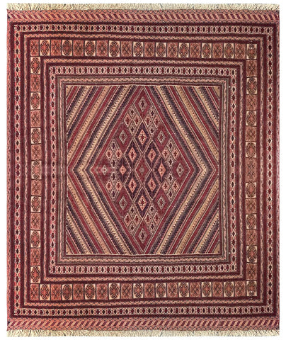 15387-Kelim Hand-Knotted/Handmade Persian Rug/Carpet Tribal/Nomadic Authentic/ Size: 6'5" x 5'4"