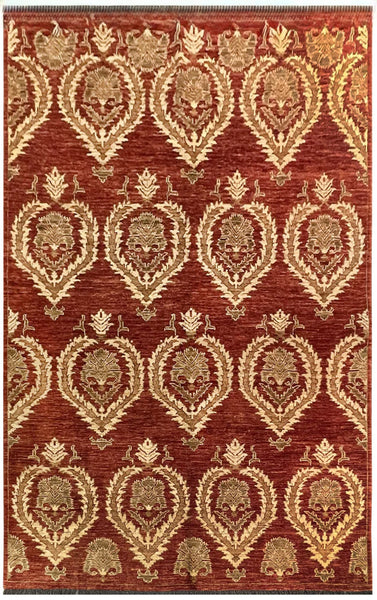 15576-Chobi Ziegler Hand-Knotted/Handmade Afghan Rug/Carpet Traditional Authentic/ Size: 7'8"x 6'2"/ 234cm x 188cm