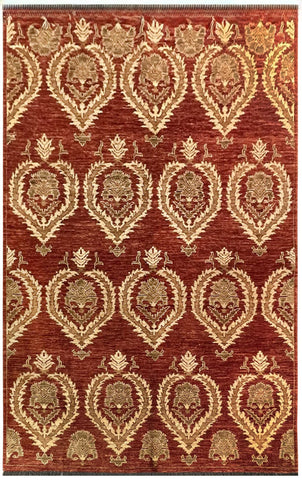 15576-Chobi Ziegler Hand-Knotted/Handmade Afghan Rug/Carpet Traditional Authentic/ Size: 7'8"x 6'2"/ 234cm x 188cm