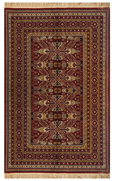 16060-Royal Shirvan Hand-Knotted/Handmade Azerbaijan Rug/Carpet Tribal/Nomadic Authentic/Size :7'5" x 4'9"/ 226cm x 145cm