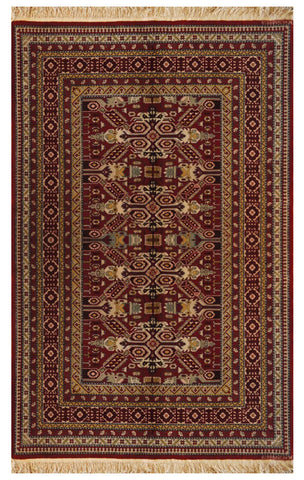 16060-Royal Shirvan Hand-Knotted/Handmade Azerbaijan Rug/Carpet Tribal/Nomadic Authentic/Size :7'5" x 4'9"/ 226cm x 145cm