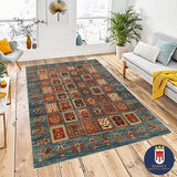 19107-Chobi Ziegler Hand-Knotted/Handmade Afghan Rug/Carpet Tribal/Nomadic Authentic/ Size: 7'7''x 5'5''