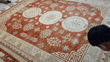 19235-Royal Chobi Ziegler Hand-Knotted/Handmade Afghan Rug/Carpet Tribal/Nomadic Authentic/ Size: 9'7''x 8'2''