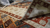 19308-Chobi Ziegler Hand-Knotted/Handmade Afghan Rug/Carpet Tribal/Nomadic Authentic/ Size: 11'9" x 2'8"