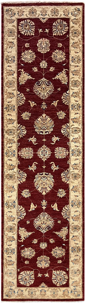 19338-Chobi Ziegler Handmade/Hand-knotted Afghan Rug/Carpet Tribal/Nomadic Authentic/ Size: 10'0" x 2'9"/ 305cm x 84cm