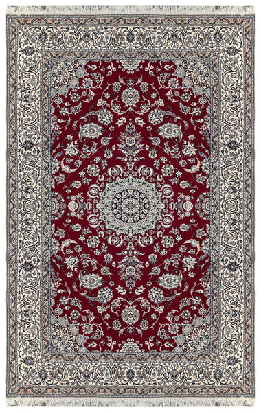 19558-Nain Hand-Knotted/Handmade Persian Rug/Carpet Traditional Authentic/ Size: 8'3" x 5'1"/ 251cm x 155cm