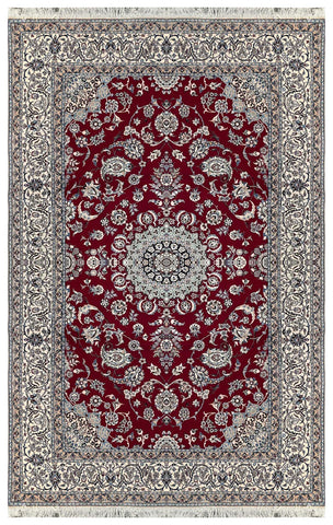 19558-Nain Hand-Knotted/Handmade Persian Rug/Carpet Traditional Authentic/ Size: 8'3" x 5'1"/ 251cm x 155cm