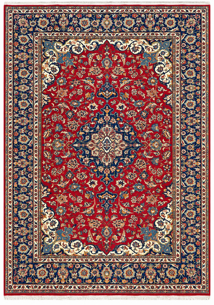 25755- Isfahan Persian Hand-Knotted Authentic/Traditional Carpet/wool pile/cotton base/Rug / Size: 9'6" x 6'6"/290cm x 198cm