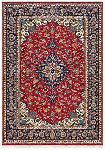 25755- Isfahan Persian Hand-Knotted Authentic/Traditional Carpet/wool pile/cotton base/Rug / Size: 9'6" x 6'6"/290cm x 198cm