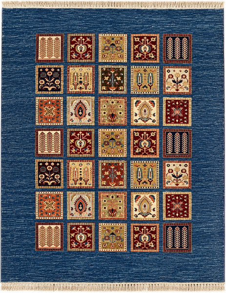 19123-Chobi Ziegler Hand-Knotted/Handmade Afghan Rug/Carpet Tribal/Nomadic Authentic/ Size: 7'6" x 5'8" / 229cm x 173cm