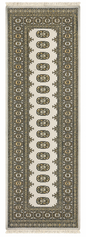 27607-Bokhara Hand-Knotted/Handmade Pakistani Rug/Carpet Tribal/Nomadic Authentic/ Size: 7'9" x 2'6"/236 cm × 76 cm
