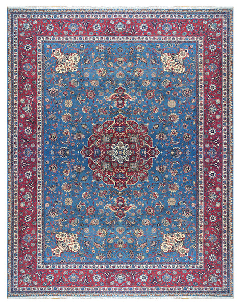 27134- Antique Tabriz Persian Hand-knotted Carpet Authentic/Traditional Carpet/Rug/Size: 11'0" x 8'4"/335cm x 254cm