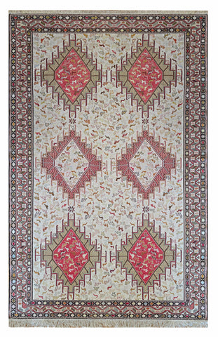27135 - Kilim Hand-Woven/Flat Weaved/Handmade Afghan Kelim/Carpet Tribal/Nomadic Authentic/Size: 6'9" x 4'3"/206cm x 130cm