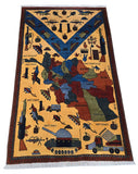 27854B- Balutch War Rug/ Afghan Hand-knotted Authentic/Nomadic/ Tribal Rug/Carpet/ Size: 6'0" x 3'7"/183cm x 109cm