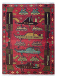 27853B- Balutch War Rug/ Afghan Hand-knotted Authentic/Nomadic/ Tribal Rug/Carpet/ Size: 5'0" x 3'7"/152cm x 109cm