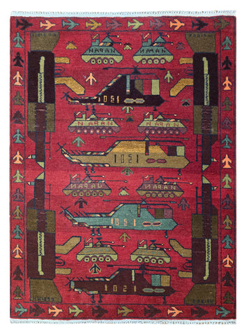 27853B- Balutch War Rug/ Afghan Hand-knotted Authentic/Nomadic/ Tribal Rug/Carpet/ Size: 5'0" x 3'7"/152cm x 109cm