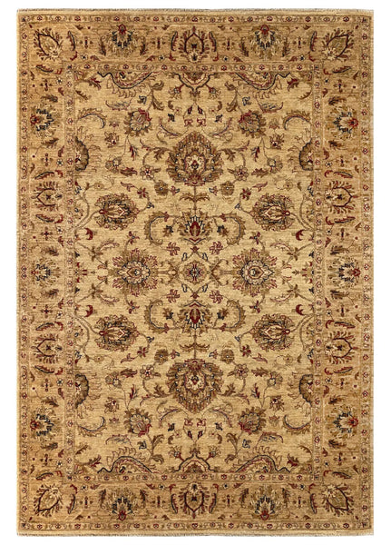 20674 -Chobi Ziegler Hand-knotted/Handmade Afghan Rug/Carpet Traditional Authentic/ Size: 7'7" x 5'8"/ 231cm x 173cm
