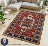 20882-Antique Kazak Handmade/Hand-Knotted Afghan Rug/Carpet Tribal/Nomadic Authentic/ Size: 7’4” x 4’11”