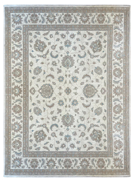 21071-Royal Chobi Ziegler Hand-knotted/Handmade Afghan Rug/Carpet Traditional Authentic/ Size: 11'11" x 8'10"/ 363cm x 270cm