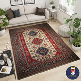 21513-Kazak Hand-Knotted/Handmade Afghan Rug/Carpet Tribal/Nomadic Authentic/ Size: 11'2" x 8'6"