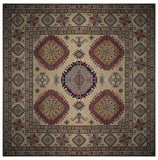 21562-Kazak Hand-Knotted/Handmade Afghan Rug/Carpet Tribal/Nomadic Authentic/ Size: 6'6''x 6'3''