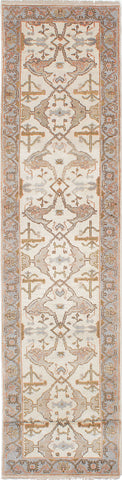 27170- Royal Ushak Hand-Knotted/Handmade Indian Rug/Carpet Traditional/Authentic/Size: 13'10" x 2'9"/422cm x 84cm