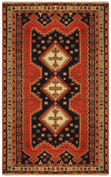 22252 - Afshar Hand-Knotted/Handmade Persian Rug/Carpet Tribal/Nomadic Authentic/Size: 7'6" x 5'2"