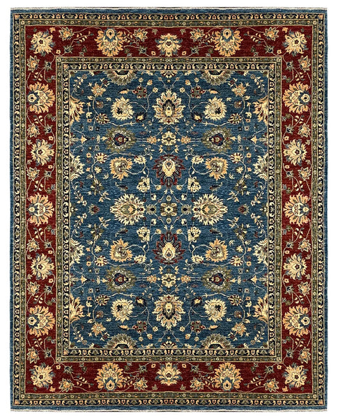 22278 - Chobi Ziegler Hand-knotted/Handmade Afghan Rug/Carpet Traditional Authentic/Size: 9'7" x 7'9"