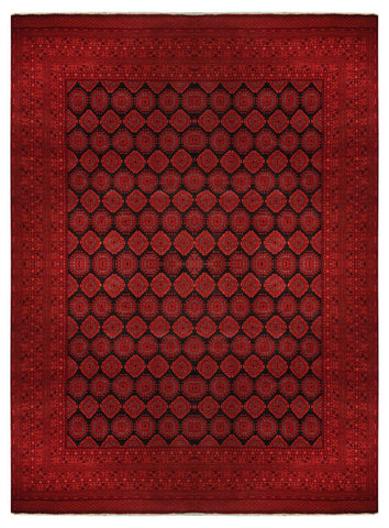 22281 - Royal Khal Mohammad Hand-Knotted/Handmade Afghan Rug/Carpet Traditional Authentic/Size: 12'5" x 9'8"