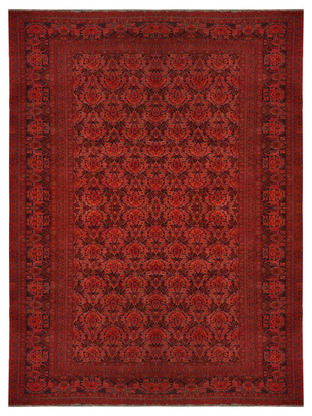 22282 -Royal Khal Mohammad Hand-Knotted/Handmade Afghan Rug/Carpet Traditional Authentic/Size: 12'2" x 7'8"
