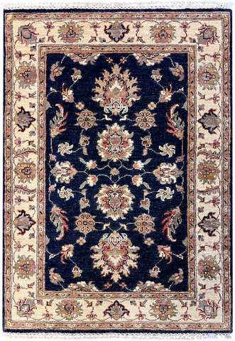22297 - Chobi Ziegler Hand-Knotted/Handmade Afghan Rug/Carpet Traditional/Authentic/ Size: 3'11" x 2'8"/ 120cm x 81cm