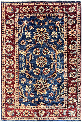 22300 - Chobi Ziegler Hand-Knotted/Handmade Afghan Rug/Carpet Modern Authentic/Size: 4'0" x 2'8"/ 122cm x 81cm